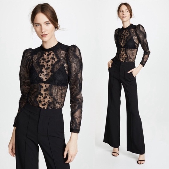 Self-Portrait Puff  Sleeves Lace Blouse, Size S - Picture 1 of 6